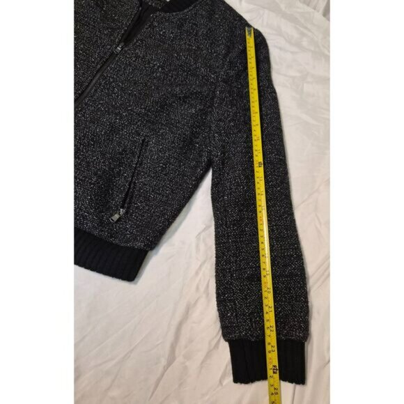 LOFT Marled Knit Bomber Jacket,Textured Zip-Up, Minimal Chic, Size L - Picture 5 of 9